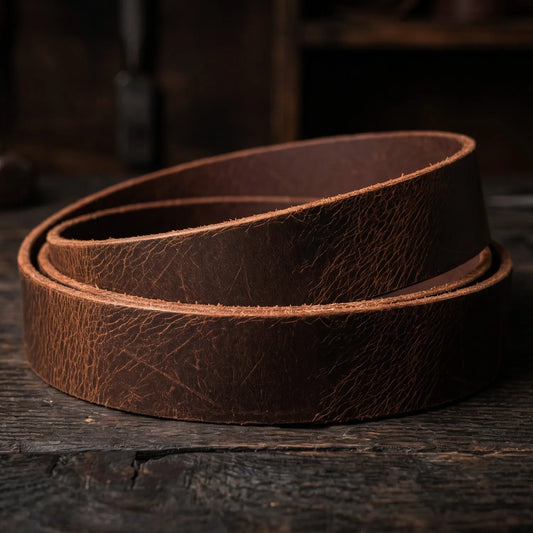 Pas ze skóry Buffalo - Handwax - 3,5-4mm, 140cm, 33/38mm - Brąz – CraftPoint